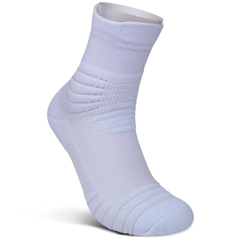 JHM mens Thick Protective Sport Cushion Basketball Compression Athletic Socks, 3 Pairs White, 6-13 - Image 4